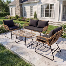 Garvee 4 Piece Patio Bistro Set, Outdoor Wicker Bistro Furniture Sets