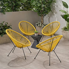 Christopher Knight Home Outdoor Hammock Weave Chair with Steel Frame (Set of 4) - Yellow and Black Finish