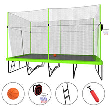 NicBex Outdoor Rectangular Trampoline with Enclosure 10ft x 17ft Green