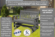 Amish Craftsmanship Made in USA 3-Person 5FT Plastic Poly Lumber Wood Glider Premium Colors HDPE with No wood fibers Memorial Patio Porch Glider Mission Series English design 1000 lbs Limit