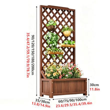 Solid Wood Planter Box with A 40cm Deep Base, Freestanding Trellis for Climbing Plants, Reinforced Mortise-and-tenon Construction, Suitable for Outdoor Gardens