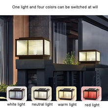 DONGDAWAN Solar Powered Pillar Lamp Lawn Column Pedestal Light with Clear Glass Modern Solar Pillar Table Light with 4 Color LED Light Source Black Simple Style for Garden Yard Pathway