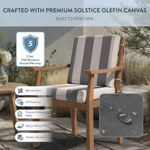 California Umbrella Outdoor Dining Chair, Set of 6 Patio Seat Cushions, 20 x 40 Inch, Premium Outdoor Memory Foam, Fade Resistant, Solstice Olefin Fabric, Fabric Ties, Grey/White