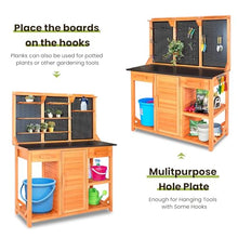 Agitree Outdoor Garden Potting Bench, Horticultural Wooden Workstation Table with Storage Drawer, Cabinet, Metal Pegboard, Adjustable Hooks and Shelves for Backyard, Patio, Greenhouse