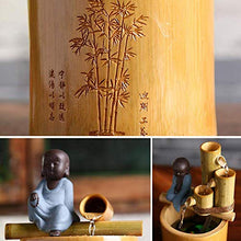 ERoomQ Bamboo Water Fountain Table Top Water Featureese Garden Ornament Zen Home Decor(A+Height 25cm)