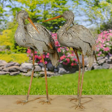 Zaer Ltd. Set of 2 Large Metal Heron Statues Highly Detailed Garden Decor, Outdoor Bird Sculptures, 36 Inches Tall