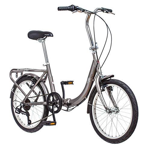Schwinn Loop Adult Folding Bike 20-inch 7-Speed Drivetrain Titanium