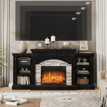 Homhougo Fireplace TV Stand for 80", Farmhouse Wood Entertainment Center