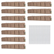 Beuta Landscape Edging | Garden Edging Border | Polyrock Blocks for Lawn Edging, Flower Beds & Yard Edging– 10 Pack | Each Section Has 6 Blocks 48" L x 4" W x 6.5" H | 20 Spikes | Cobblestone