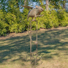 Large Rocking Animals with Flapping Wings Garden Stakes (Bronze, Flying Pig)