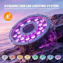Pond Fountain Aerator with Lights, 1HP 15000 GPH, RGB, Large Ponds & Lakes