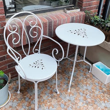 FENOKD Patio Table and Chair Set with Hollow Decoration Outdoor Rust-Proof Garden Table Suitable for Bistro for Balcony and Courtyard White 23.6 Inches (White)