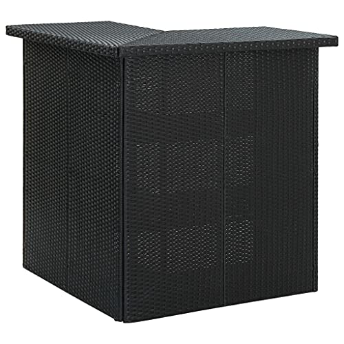 HGKMBRY Modern Garden Seating Set Black Cream Garden Furniture Set Rattan Bar with Table and Stools for Patio Balcony Terrace