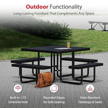 Leisure Craft 46" Square Metal Picnic Table with Bench for 8, Made in USA