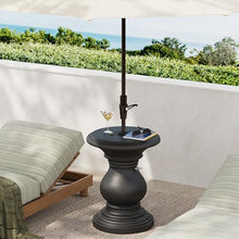 Christopher Knight Home Oriana MGO Outdoor Patio Side Table Umbrella Base, Heavy Duty Patio Umbrella Stand Outdoor Base with Hand-Turn Tightening Knob, Lounger Small Patio Coffee Table, Black