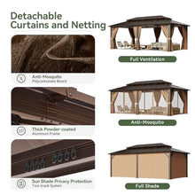 Aoxun 12'x20' Hardtop Gazebo with Polycarbonate Double Roof, Brown