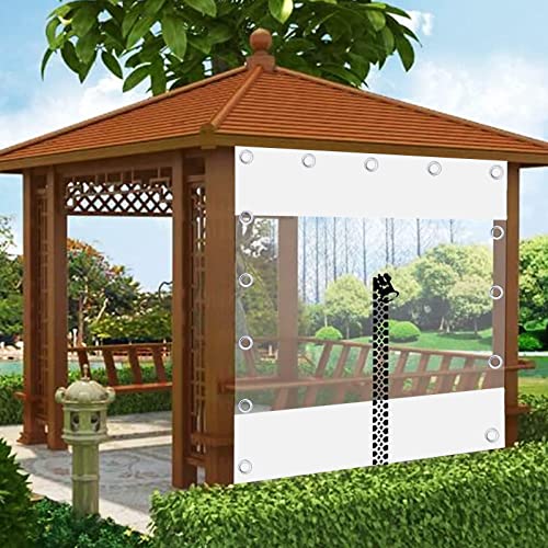 Outdoor Curtains,Waterproof Pvc Transparent Tarpaulin Side Panels With Eyelets,Weatherproof White Clear Tarp for Pergola Porch Patio Gazebo,Partition Curtains,Customizable,L×H-2.5×3m(8.2*9.8ft)