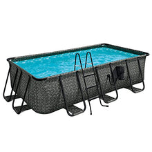 Funsicle Oasis Designer Rectangular Above Ground Pool Set Dark Herringbone Gray