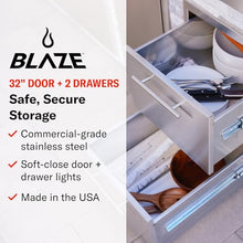 Blaze 32-Inch Stainless Steel Access Door & Double Drawer Combo - BLZ-DDC-R-LTSC