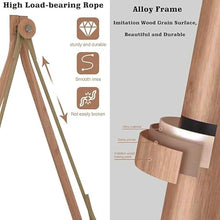 JESE Hammock Swing Chair with Stand and Cushion for Indoor,Outside, Anti-Rust Wood-Colored Frame, 570 lbs Oversized Double Hammock Chair for Patio Bedroom Balcony,