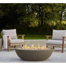 Bowery Hill Large Oval LP Metal Fire Bowl, Glacier Gray Finish, 58 x 32.5 x 17.25 in, Durable MGO Construction, Electronic Ignition, Adjustable Flame, Outdoor Propane Fire Pit for Patio or Backyard