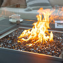 Sofia Marble Fire Pit 39.4" x 39.4" Outdoor Patio Firepit Includes Fire Glass Modern Fire Pits & Outdoor Fireplaces for Garden, Deck, Indoor & Outdoor Heating