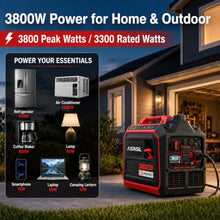 AMERISUN 3800W Portable Inverter Generator, Gas Powered Quiet Generator