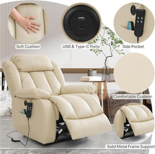 HTERWQEA Large Comfort Power Lift Recliner with Heat Massage for Elderly