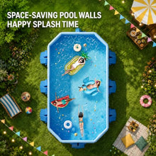 Frame-Supported Foldable Pool, Thickened PVC Design 7f't Blue-3m/10ft