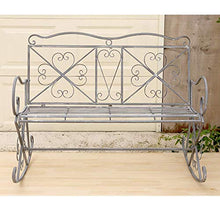 ELUKHT Household Garden Courtyard Metal Rocking Chair, Vintage Old Hollow Double Rocking Chair, Outdoor Furniture Balcony Swing Seat, Suitable for Backyard, Lawn, Balcony, Terrace