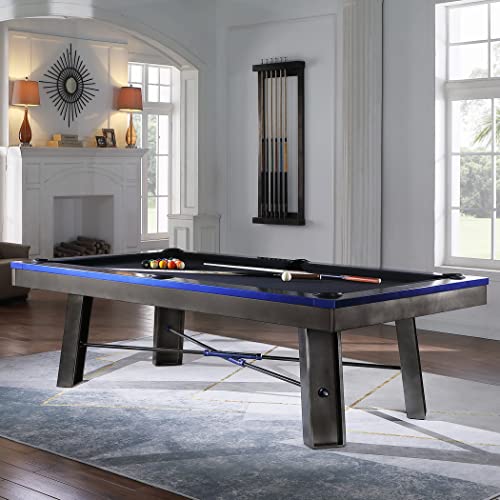 Empire USA Plank & Hide - Maddox Billiard Pool Table Gunmetal Grey w/ Electric Blue
