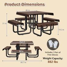 KEIKI Heavy Duty Outdoor Picnic Dining Table and Chairs Bench Set for 4-8