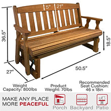Amish Casual Heavy Duty 800 Lb Mission Pressure Treated Porch Glider (4 Foot, Cedar Stain)