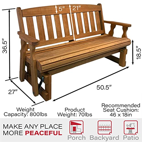 Amish Casual Heavy Duty 800 Lb Mission Pressure Treated Porch Glider (4 Foot, Cedar Stain)