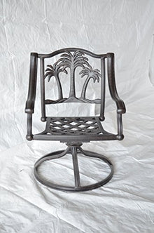 Patio Land Palm Tree Outdoor Patio Swivel Rocker Dining Chairs Dark Bronze