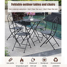 JIQHOHX Garden Table and Chair Set Patio Seating, Metal Bistro Set Indoor Outdoor Foldable Dining Table and Chairs, Sun-Proof and Rust-Proof Iron Art Balcony Coffee Table (4 Chairs and 1 Table Set)