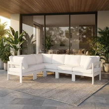 Outdoor Escape White Fabric Outdoor Patio Modular Sectional, Cushioned Seating, Versatile, Durable Outdoor Material