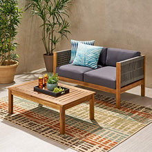 GDFStudio Noble House Laurel 2 Piece Outdoor Loveseat Set in Gray