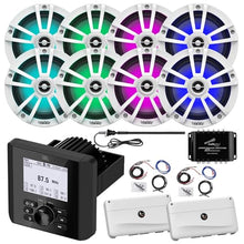 Enrock Marine Bluetooth AM/FM Radio Receiver with 6.5" LED Speakers, 4-Channel Amplifier & Accessories Black