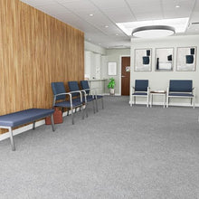 Lesro Newport Reception Waiting Room Healthcare 2-Seat Loveseat/Silver Steel/Blue