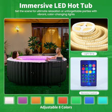 Inflatable Hot Tub with LED Lights, 2-4 Person Round Blow Up Portable Hot Tub, Leak-Proof PVC Outdoor Spa with 120 Strong Air Jets, Heater Pump and Insulated Cover, 71” X 71”X 25”