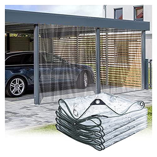 HSYFdy Outdoor Clear Tarp Curtain Waterproof Weather Resistant Patio Gazebo Curtain for Pergola, Porch, Gazebo, Cabana/Indoor Shelter Shed with Rustproof Grommets (Color : 0.4mm, Size : 7x10m)