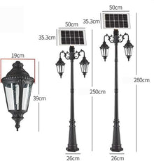 EliteBloom Ceiling Light, Outdoor Die-Cast Light Apole Retro Solar Post Led 2 Head Garden Lighting Decoration Super Bright Street Lamp of Anticorrosive Column,
