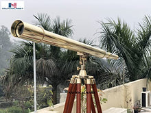 NauticalMart 44" Solid Brass Harbormaster Telescope with Mahogany Tripod Golden