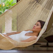 NOVICA Handmade Artisan Natural Fiber Hammock Sansevieria Hand Woven Beige