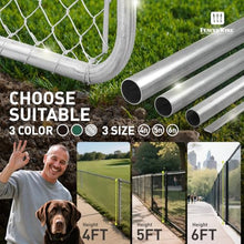 Fencer Wire 9 Gauge Durable Green Vinyl Coated Chain Link Fence Kit, Complete Fencing DIY Set w/Fence Fabric, Gate, Posts, Top Rails & Hardware for Yard, Garden & Animal Enclosures (6ft. x 54ft.)