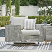Signature Design by Ashley Seton Creek Casual Outdoor Weather Resistant Swivel Lounge Chair with Removable Cushion, Gray