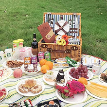 ZYBB Picnic Basket Wicker with Cutlery Insulation Bag Wine Glass Picnic Basket for 4 People 46X31x20cm