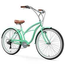 sixthreezero Women's 7-Speed Beach Cruiser Bicycle Serenity Green with Brown Accents