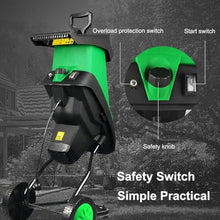 Qiokoith 2400W Electric Garden Shredder Wood Chipper,Leaf Mulcher,Collection Bag, for Lawn and Garden Use, Overload Protection